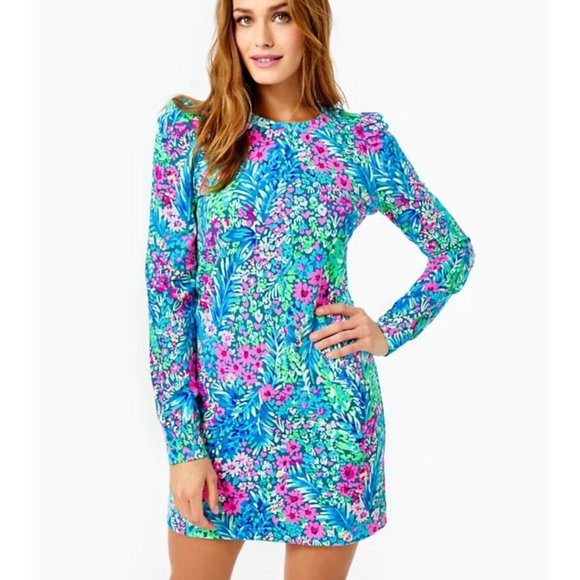Lilly Pulitzer Dresses & Skirts - Lilly Pulitzer Jansen Floral Puff Long Sleeve Mini Dress XXS Multi Tiny Garden